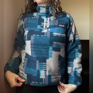 Patagonia Synchilla Snap-T Fleece Pullover Sz XS Stitchwork Underwater Blue 2015